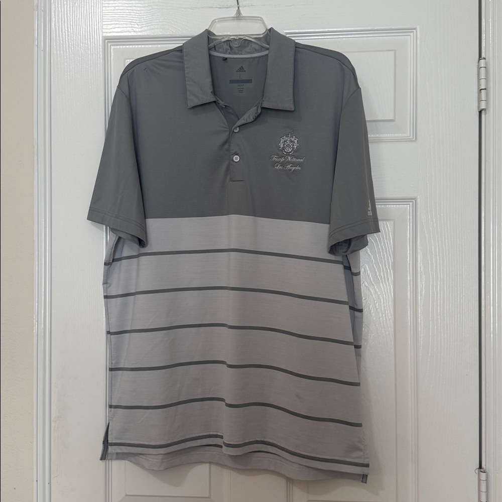 Adidas Golf Polo Gray with Logo “Trump National Los Angeles” CA LIV Size L READ